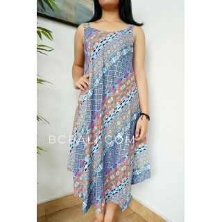 fashion clothes balinese long dress women hand printing rayon fabric